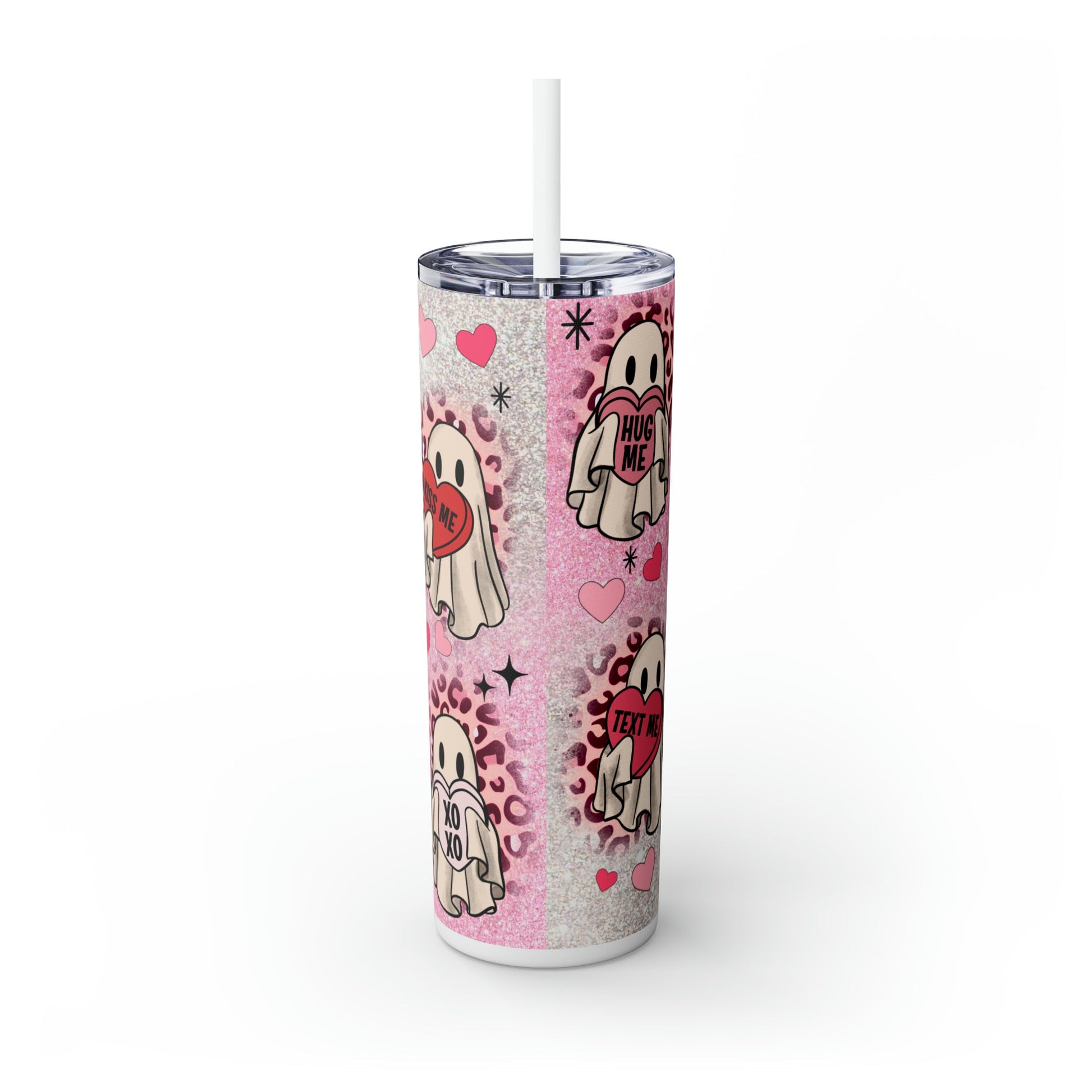 Valentines Ghosts Skinny Tumbler with Straw, 20oz - Moon & Starr Handcrafted Jewelry && More!