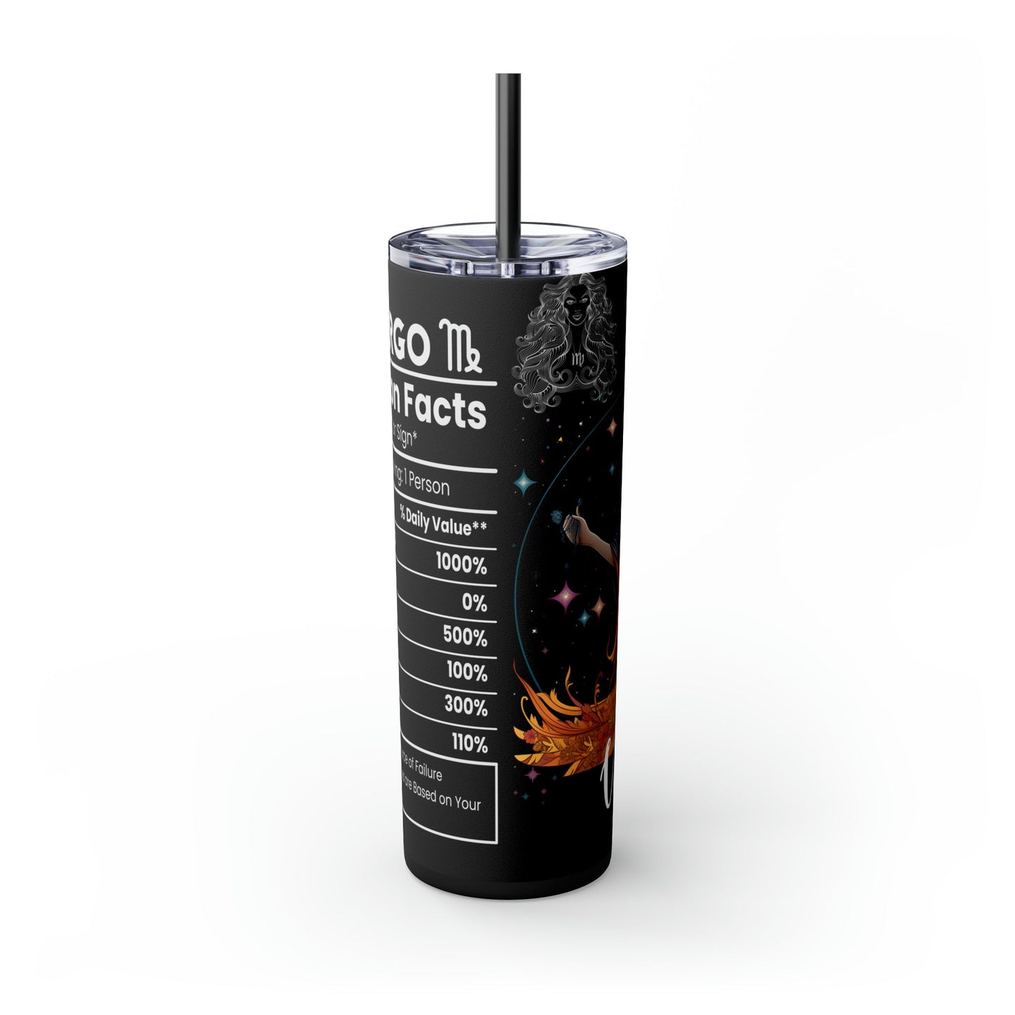 Virgo Nutrition Facts Skinny Tumbler with Straw, 20oz - Moon & Starr Handcrafted Jewelry && More!