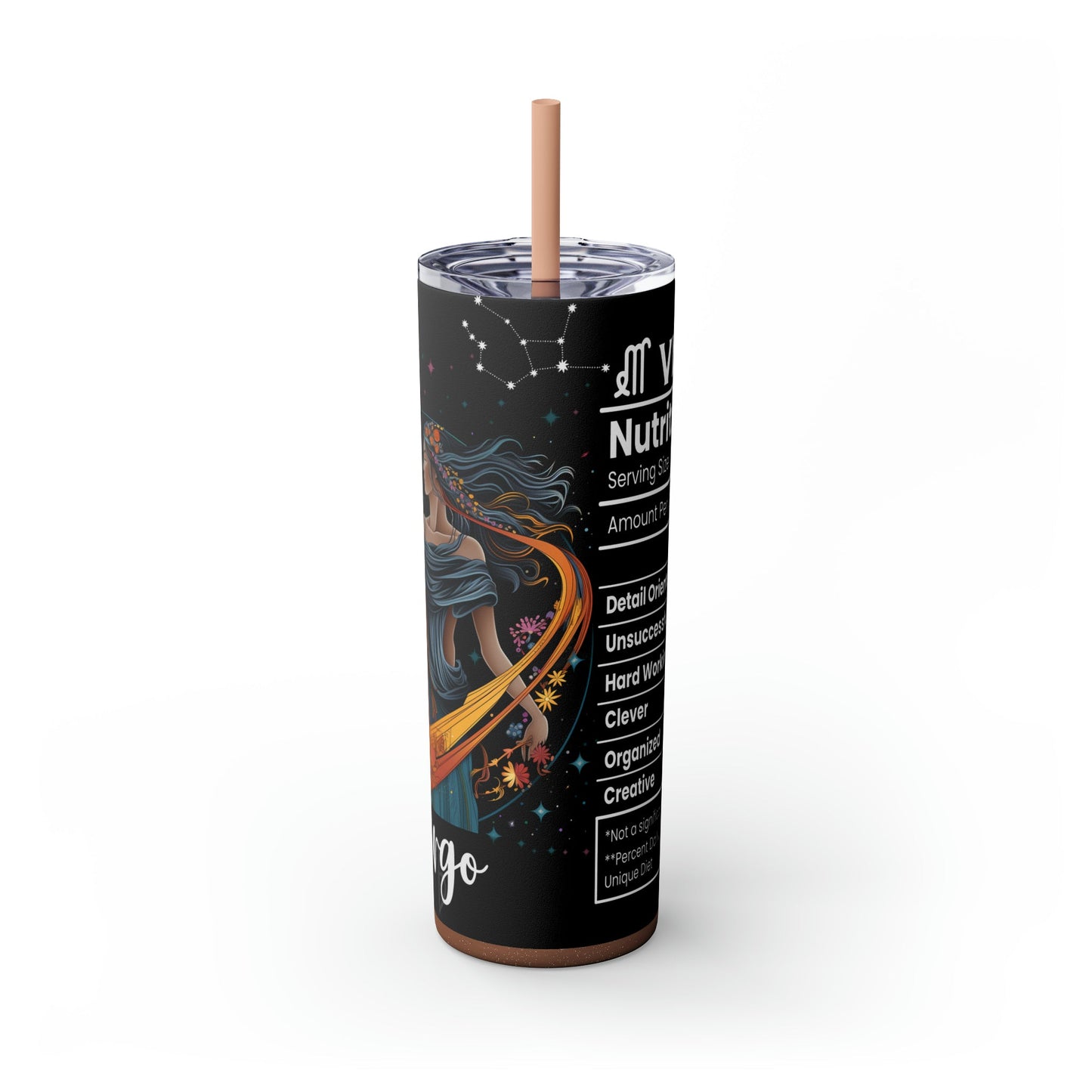 Virgo Nutrition Facts Skinny Tumbler with Straw, 20oz - Moon & Starr Handcrafted Jewelry && More!