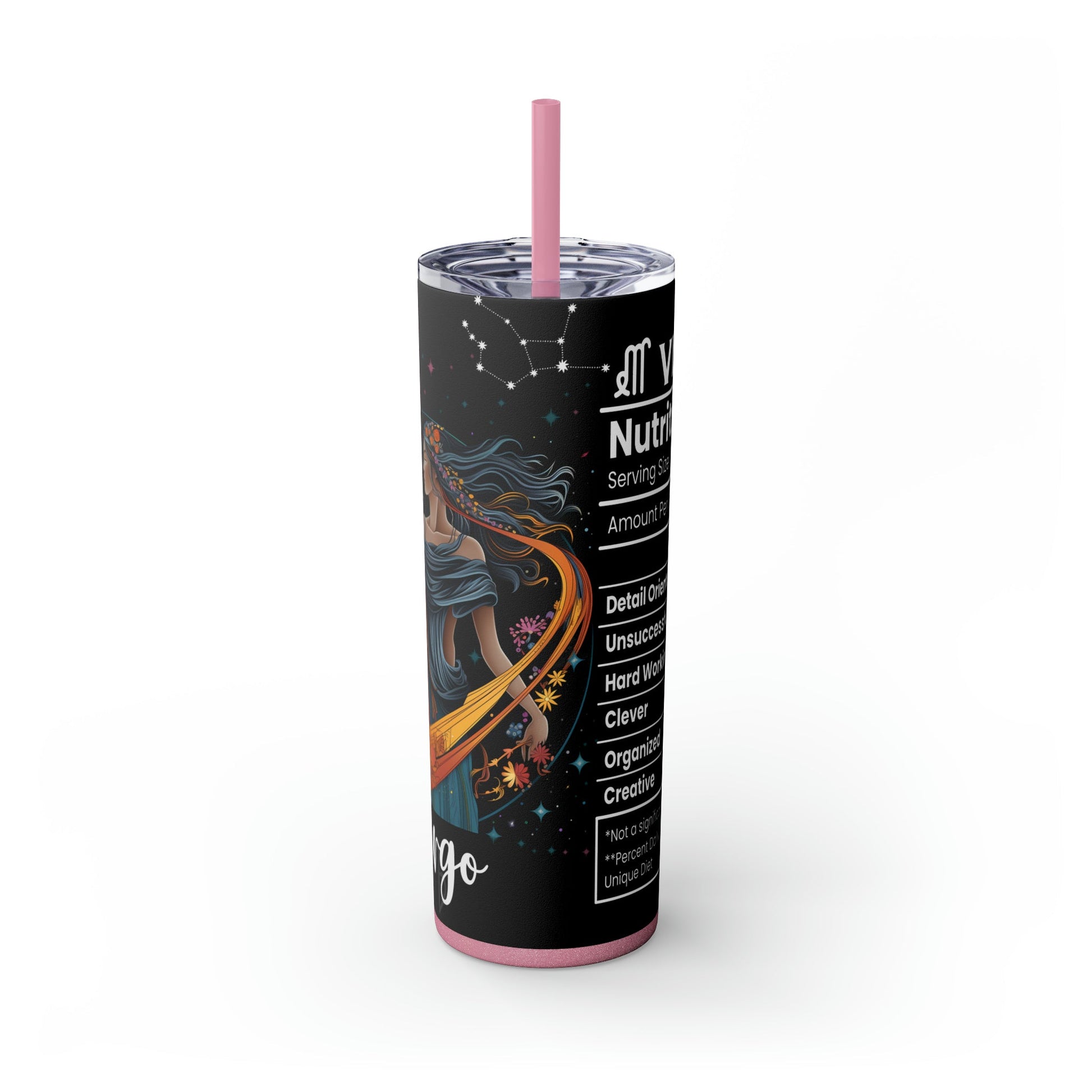 Virgo Nutrition Facts Skinny Tumbler with Straw, 20oz - Moon & Starr Handcrafted Jewelry && More!