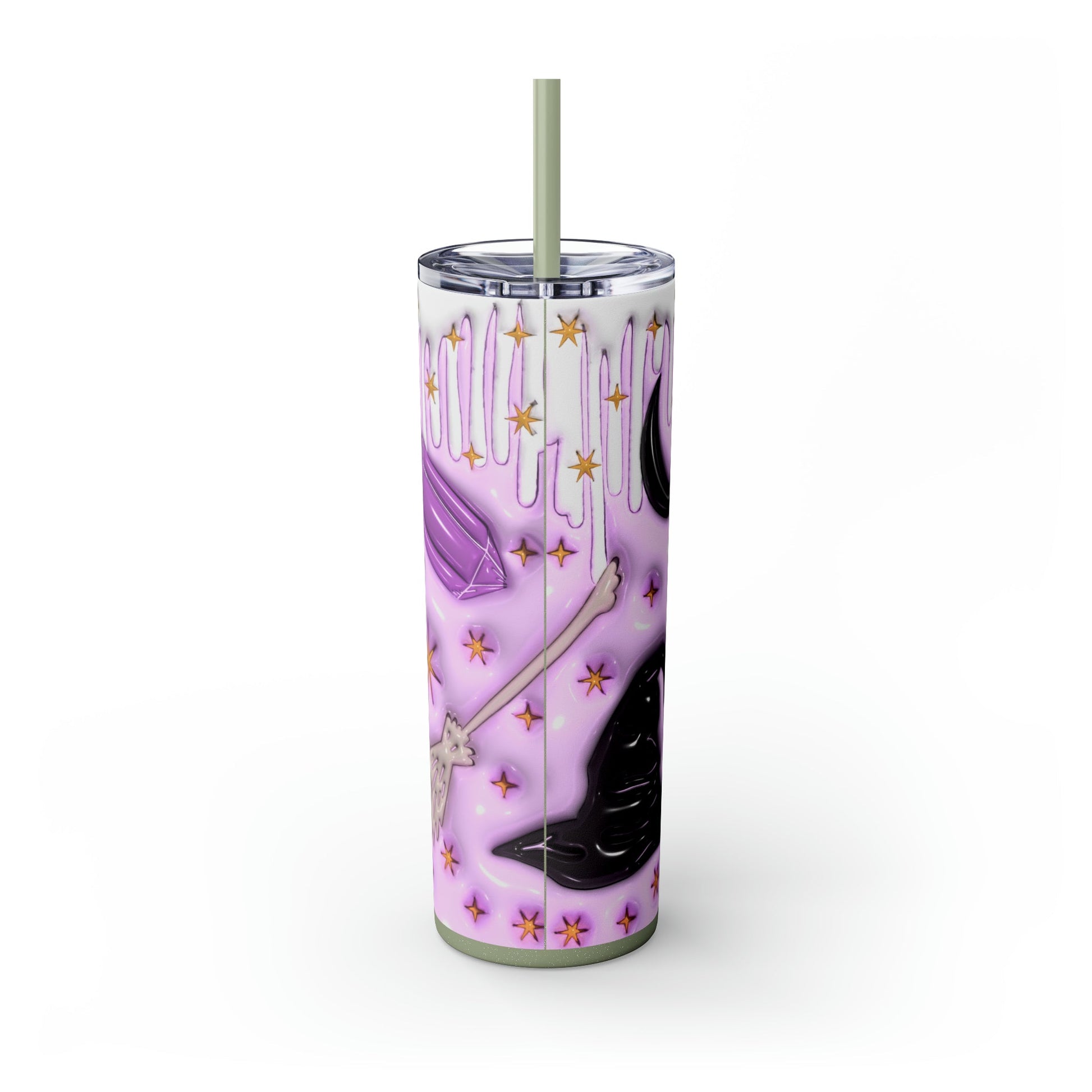 Witch Before Coffee 3D Skinny Tumbler with Straw, 20oz - Moon & Starr Handcrafted Jewelry && More!