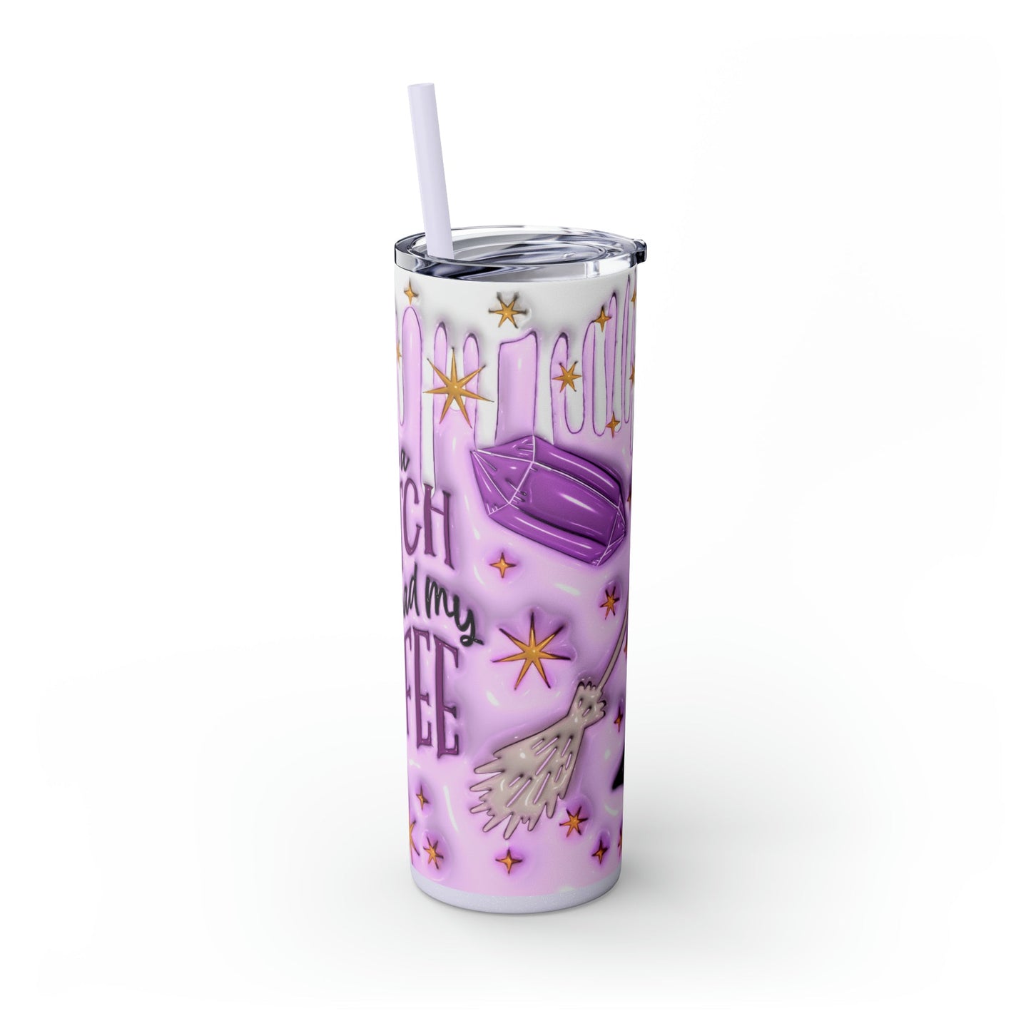 Witch Before Coffee 3D Skinny Tumbler with Straw, 20oz - Moon & Starr Handcrafted Jewelry && More!