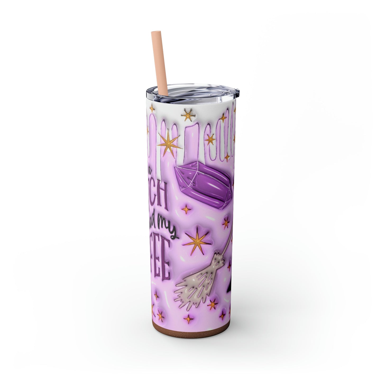 Witch Before Coffee 3D Skinny Tumbler with Straw, 20oz - Moon & Starr Handcrafted Jewelry && More!