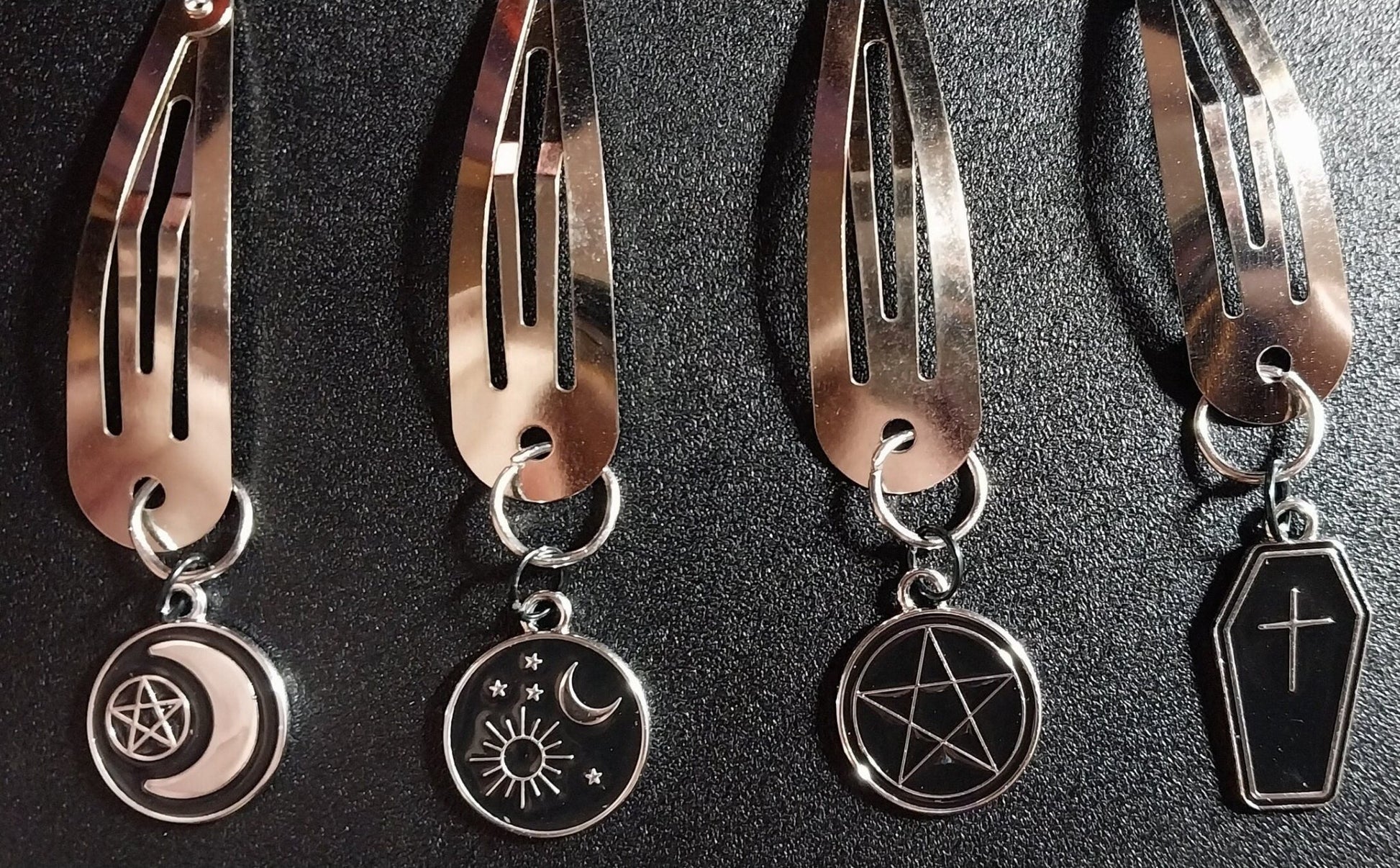 Witchy Dangle Barrettes- Single Goth/Emo/Alt/Punk Hair Clips - Moon & Starr Handcrafted Jewelry && More!